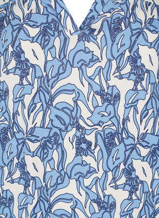 Zizzi Langermet bluse med blomsterprint og V-hals, Vanilje, Packshot image number 2
