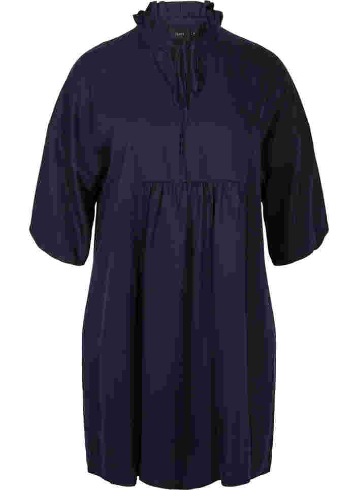 Kjole med 3/4-ermer i lyocell (TENCEL™), Black, Packshot image number 0