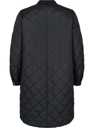 Quiltet jakke med lommer og splitt, Black, Packshot image number 1