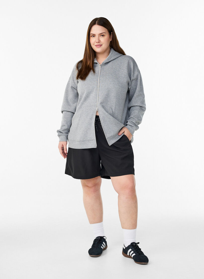 Scuba hettegenser med glidel&aring;s og lommer, Gr&aring;, Model image number 1