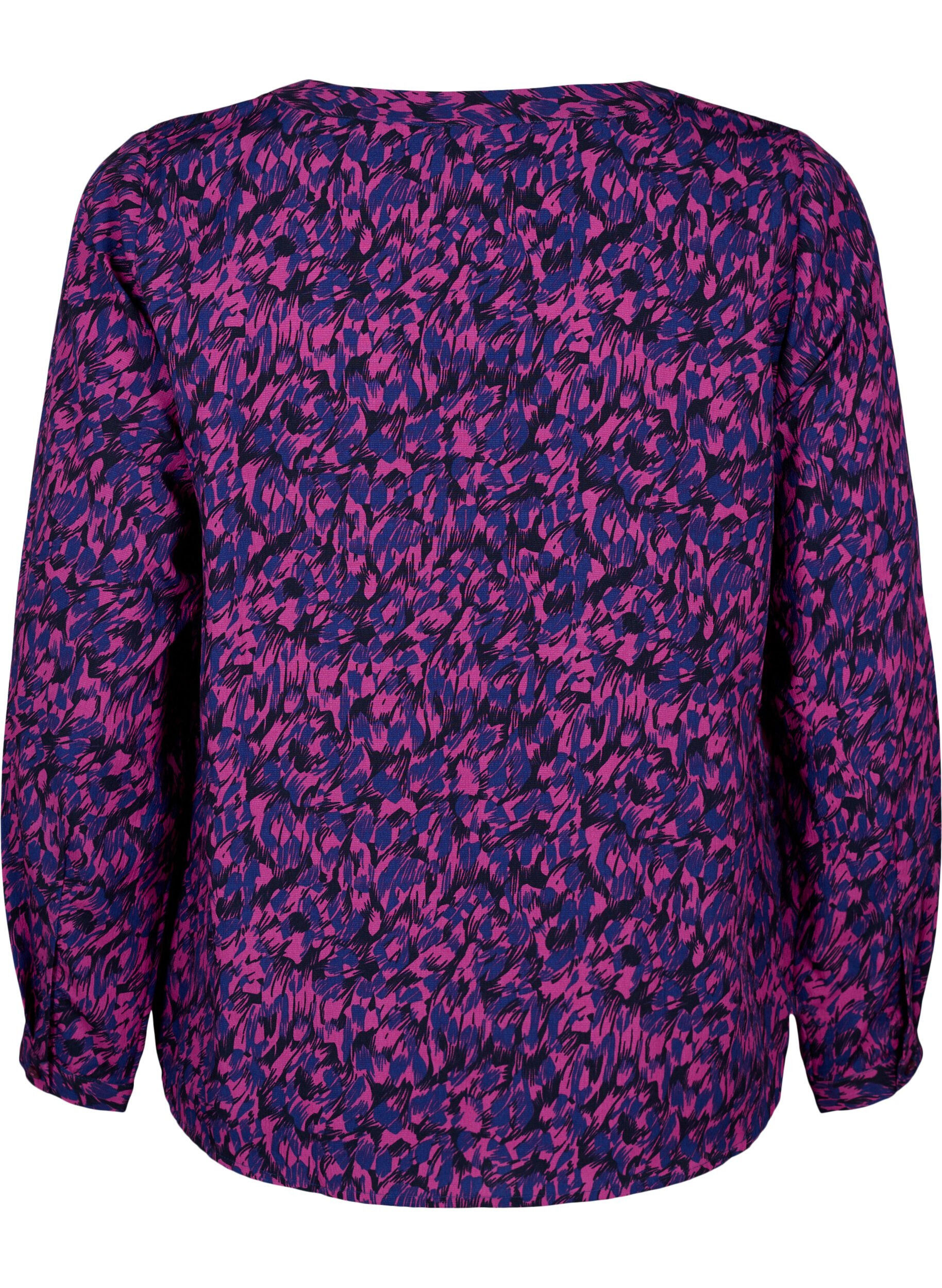 Zizzi FLASH - bluse med lange ermer og trykk, Pink Blue AOP, Packshot image number 1