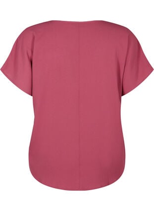 Bluse med korte ermer og rund hals, Dry Rose, Packshot image number 1