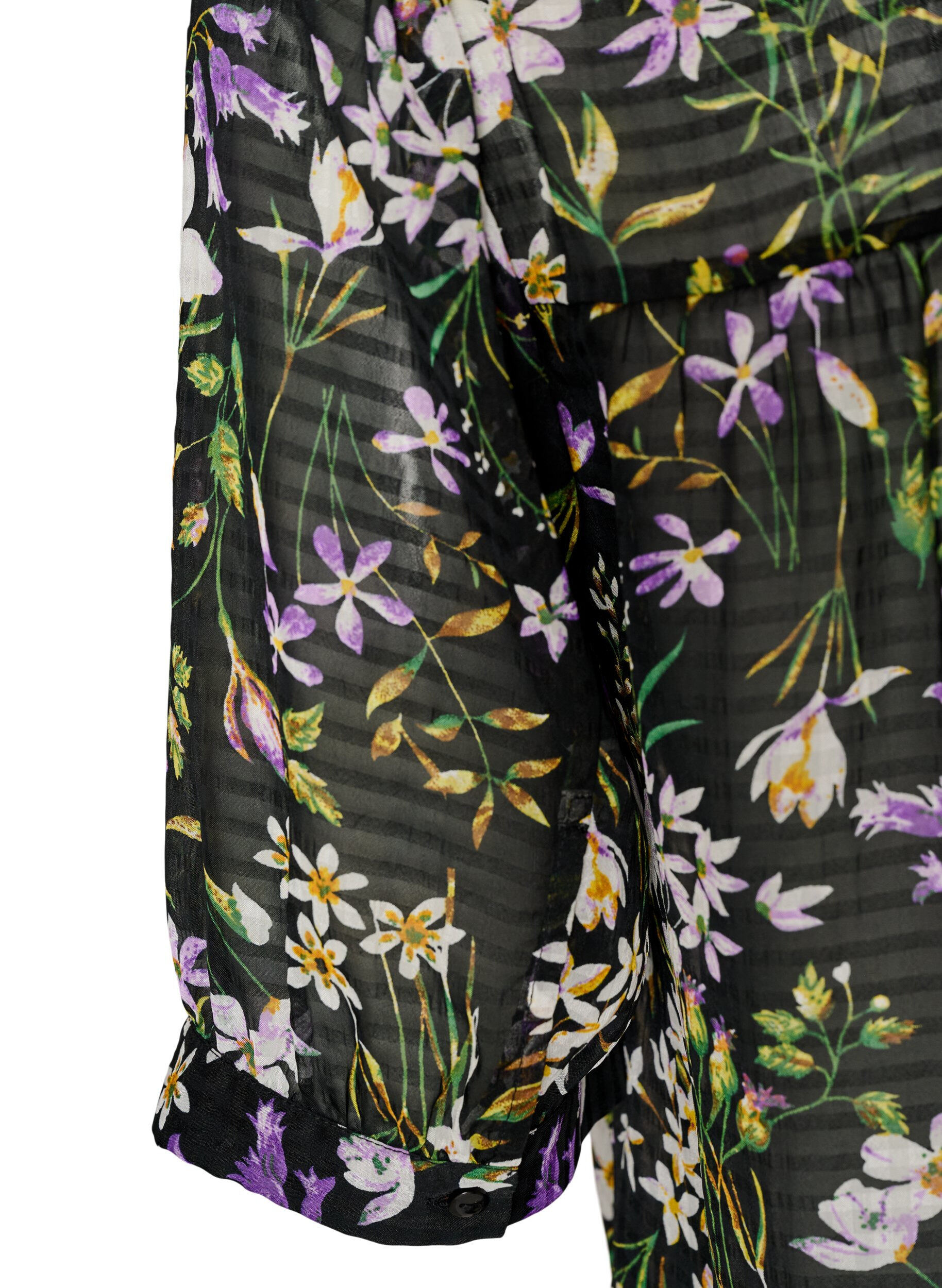 ZizziBluse med blomstertrykk og V-hals, Svart, Packshot image number 3