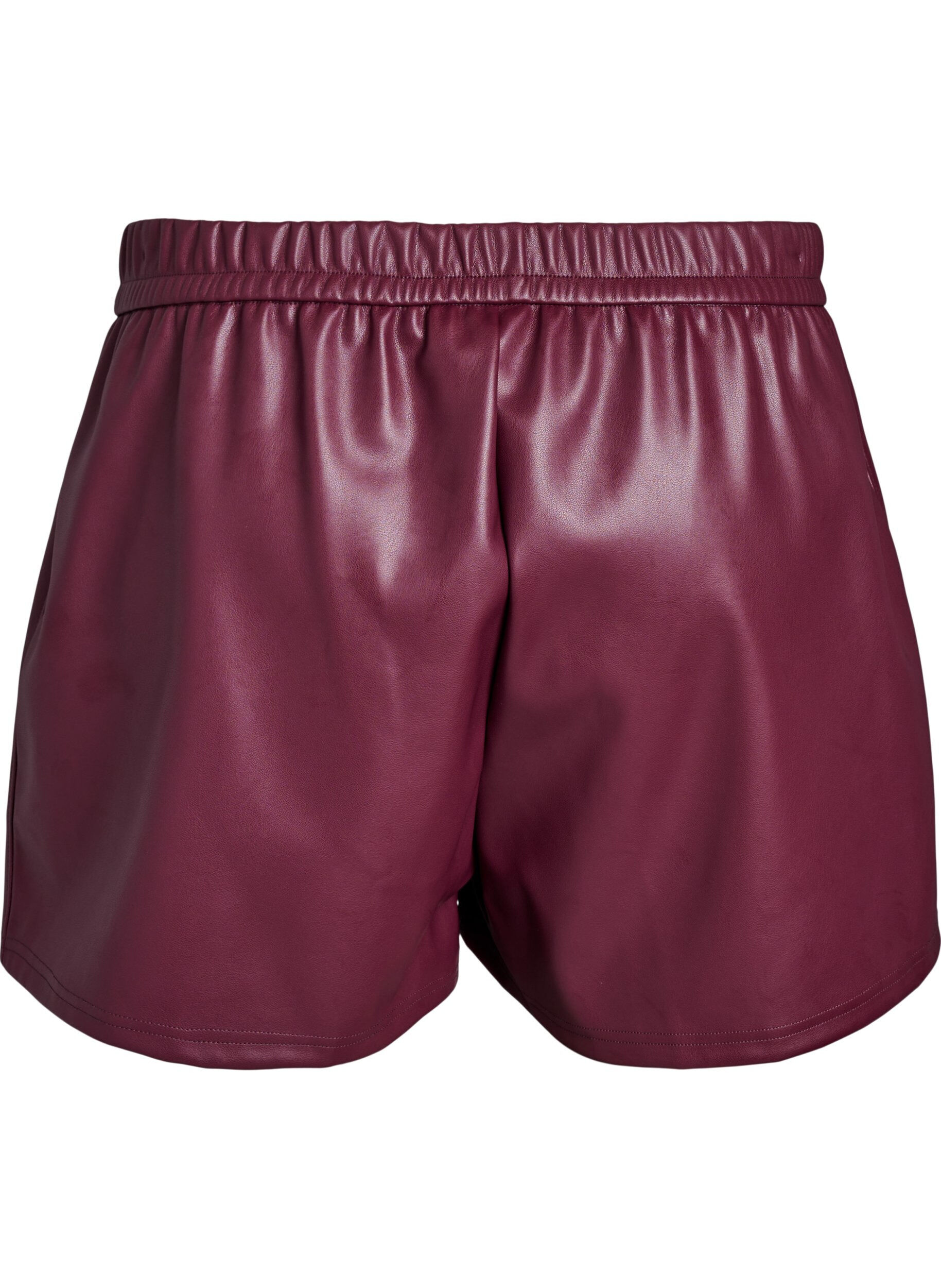 Zizzi Loose fit imitert skinnshorts med elastisk linning, M&oslash;rk Bordeaux, Packshot image number 1