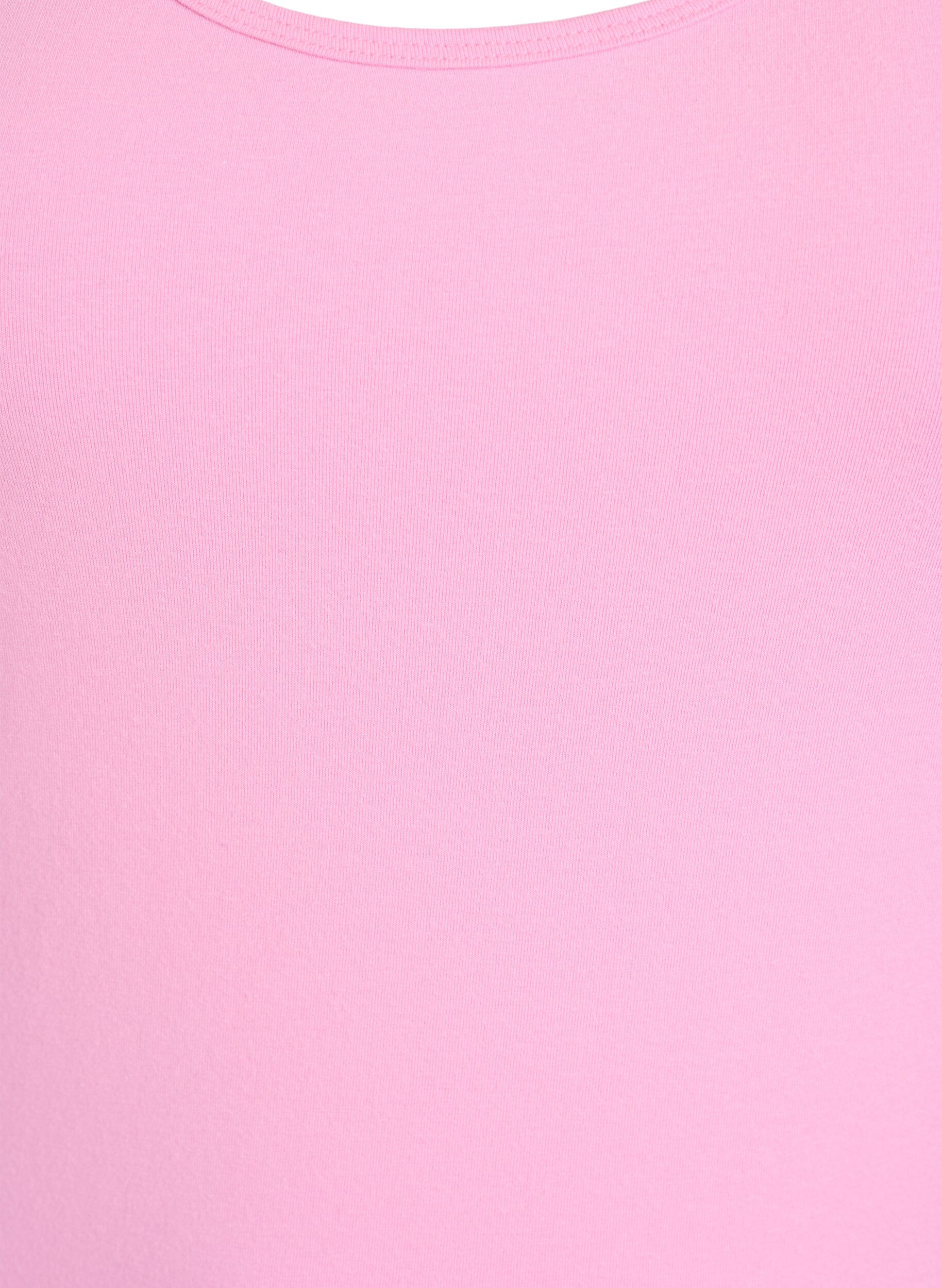 ZizziEnsfarget basic topp i bomull, Rosa, Packshot image number 2