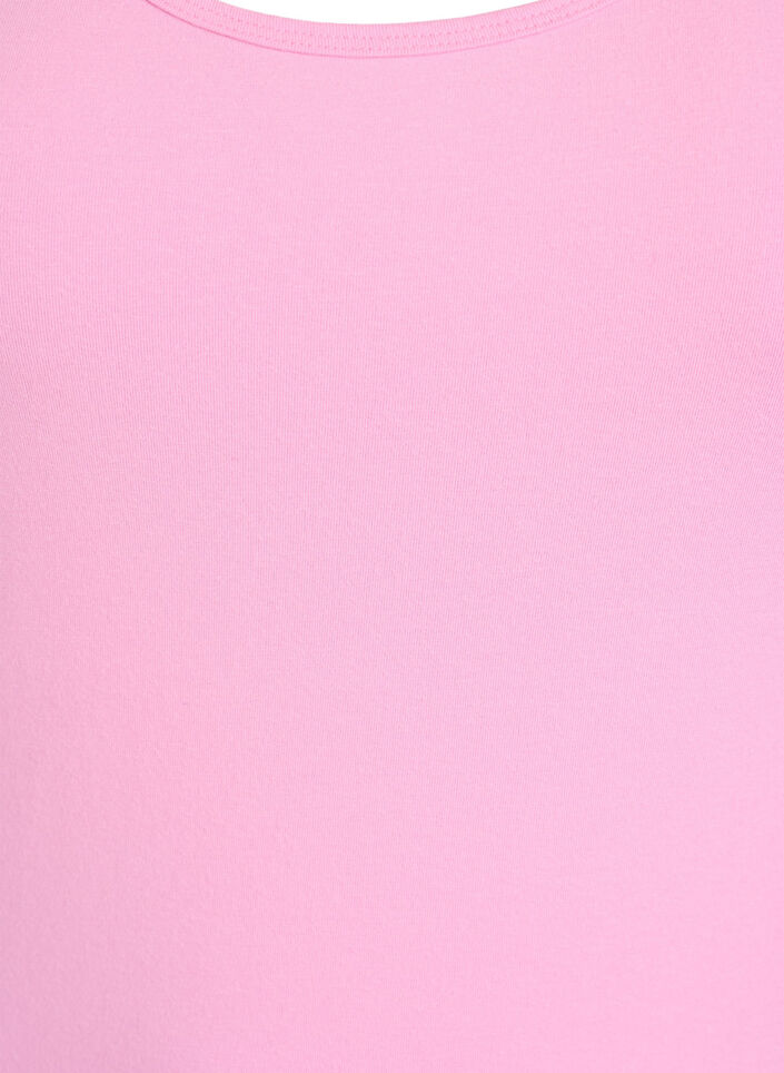Ensfarget basic topp i bomull, Rosa, Packshot image number 2