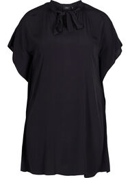 Kortermet bluse i viskoe med knytedetaljer, Black