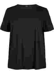 T-skjorte med V-hals og kryssdetalj, Black