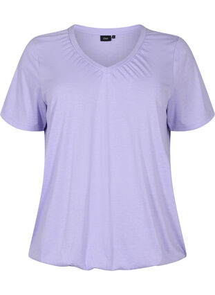 Melert T-skjorte med strikkant, Lavender Mél, Packshot image number 0