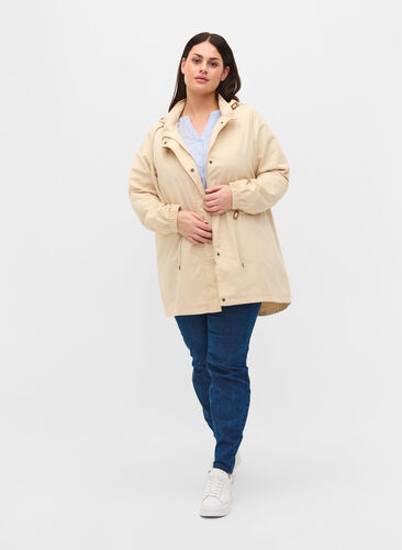 Lang parkas med hette, Birch, Model image number 3