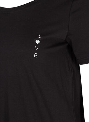 Kortermet t-skjorte i bomull, Black w. Love, Packshot image number 2