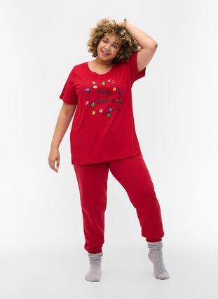 T-skjorte med julemotiv i bomull, Tango Red Merry, Model image number 2