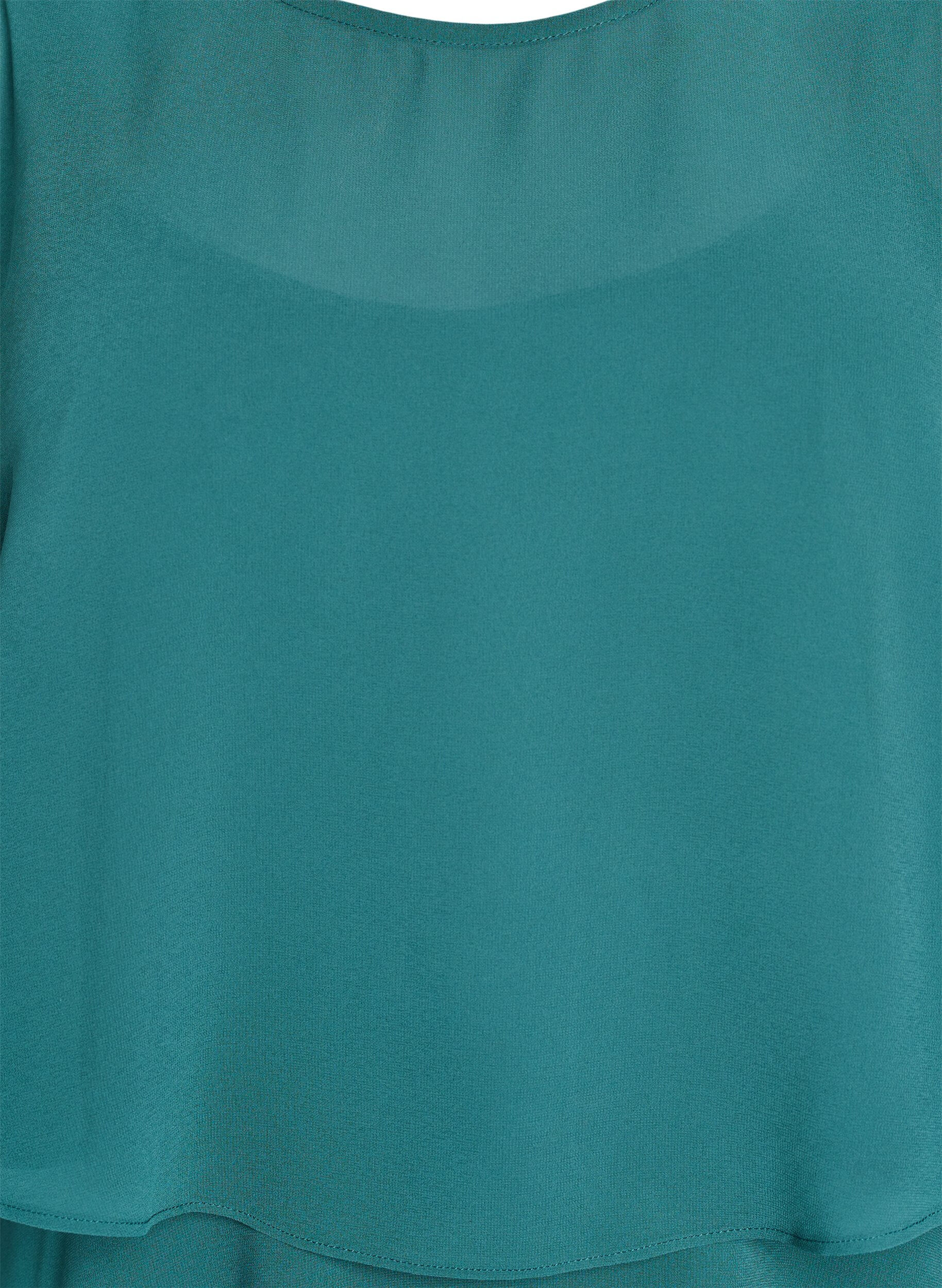 Zizzi Maxikjole med rysjelag og avtakbar kappe, Gr&oslash;nn, Packshot image number 2