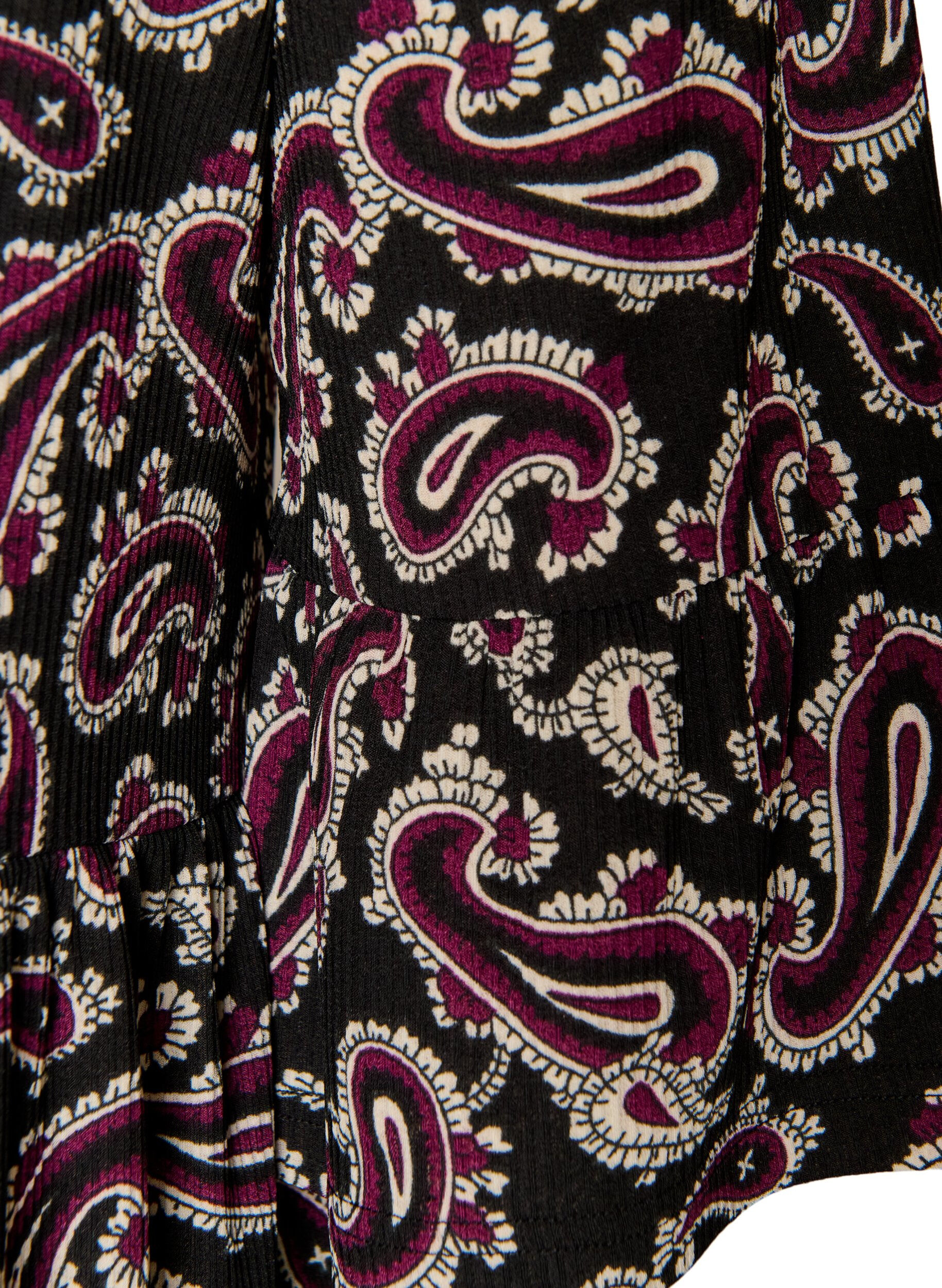 ZizziKort A-linjet jerseykjole med heldekkende print, M&oslash;rk Bordeaux, Packshot image number 3