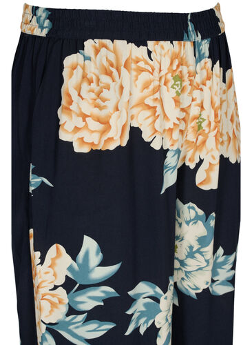 Løstsittende viskosebukser i blomstermønster, Roses on Navy, Packshot image number 2