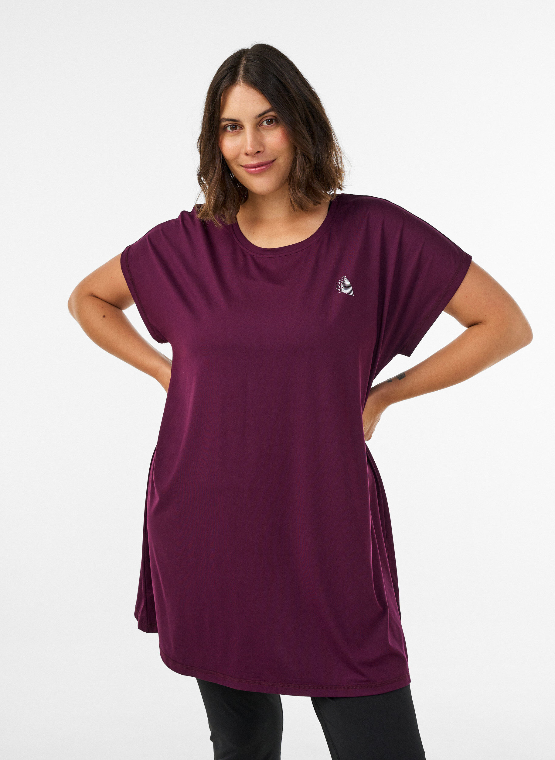 Lang trenings-T-skjorte, Lilla, Model
