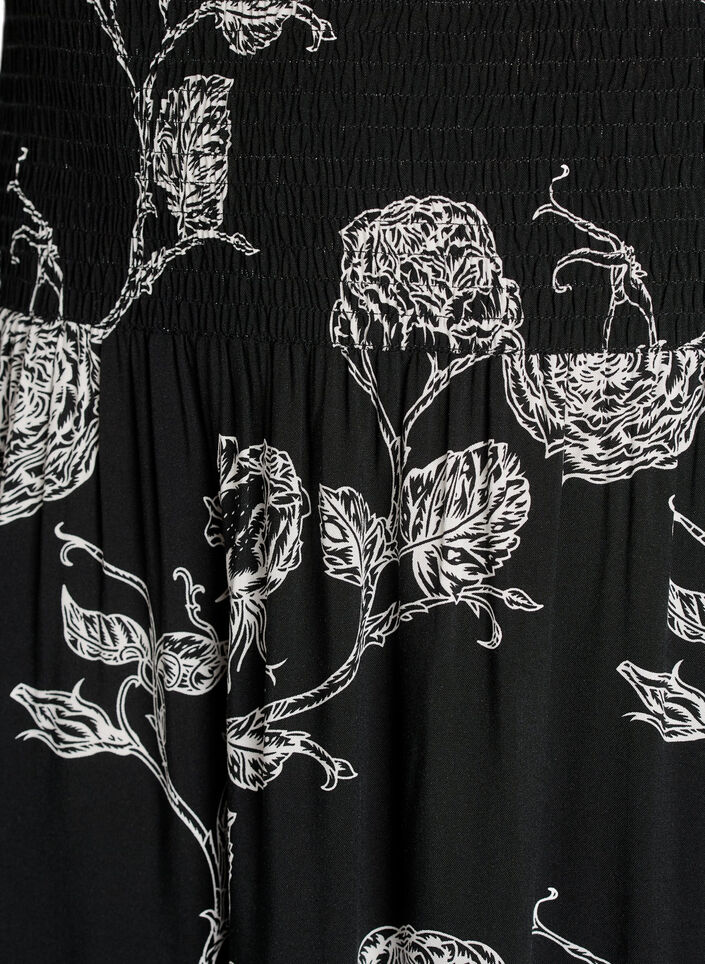 Viskose maxiskj&oslash;rt med smock, Svart, Packshot image number 2