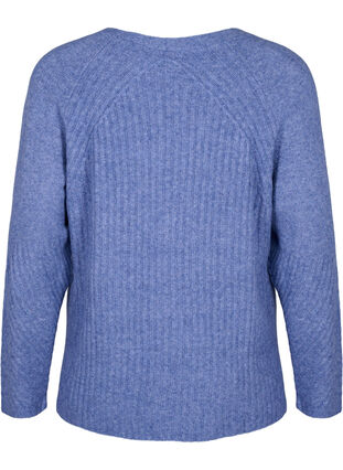 Strikket genser med splitt, Gray Blue Mel., Packshot image number 1