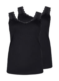 Topp med blonder, 2 stk., Black / Black