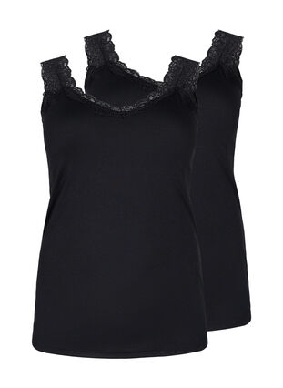 Topp med blonder, 2 stk., Black / Black, Packshot image number 0