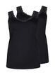 Topp med blonder, 2 stk., Black / Black, Packshot image number 0