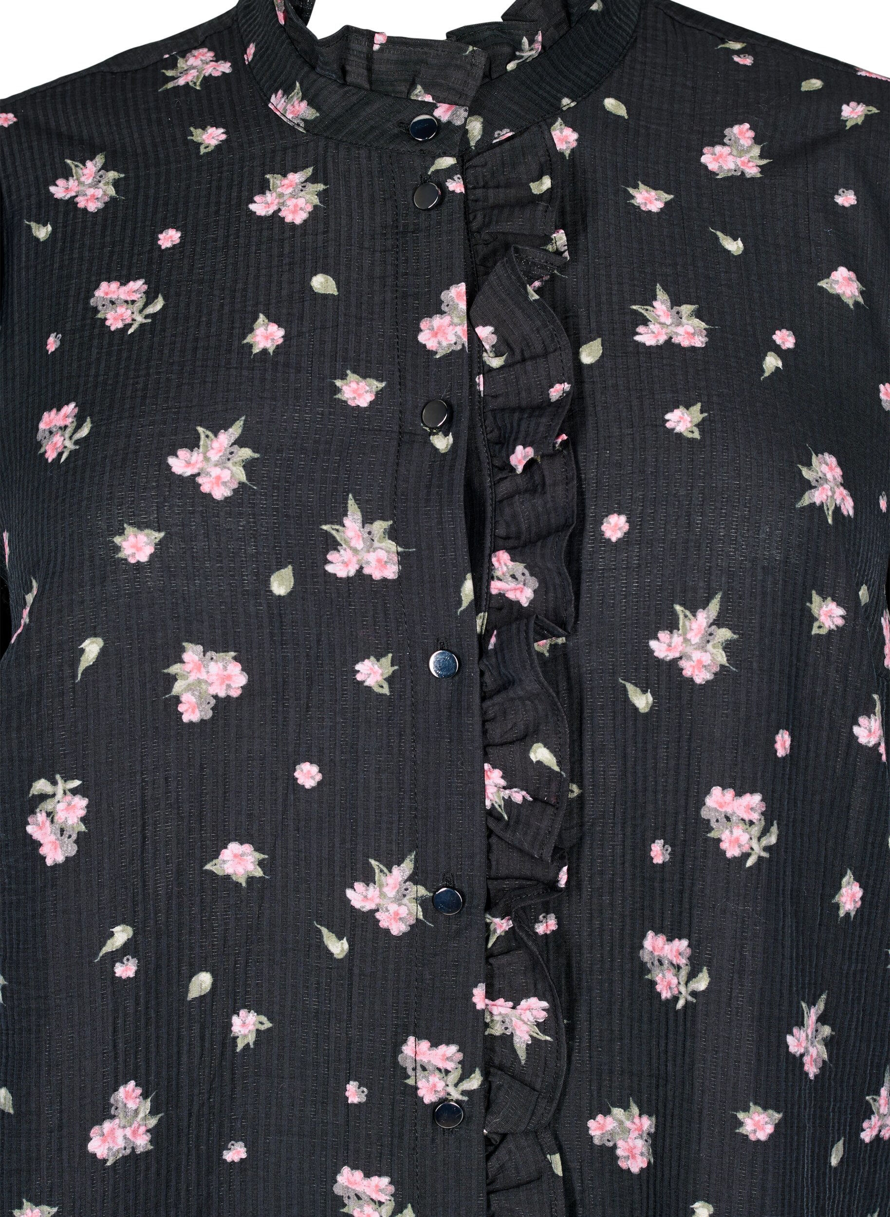 Zizzi Blomstret tunika i lyocell, Svart, Packshot image number 2