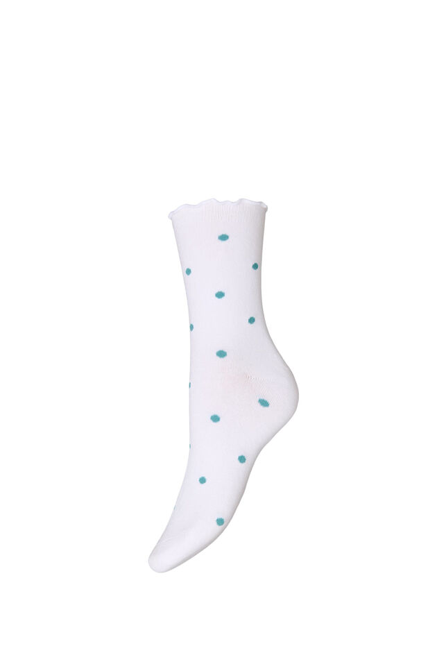 Bomullssokker med m&oslash;nster, Hvit, Packshot image number 0