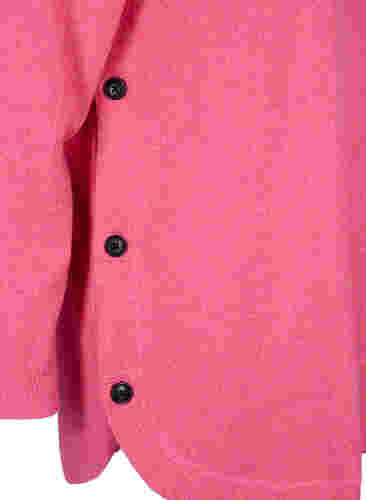 Melert strikkegenser med knappedetaljer, Hot Pink White Mel., Packshot image number 3