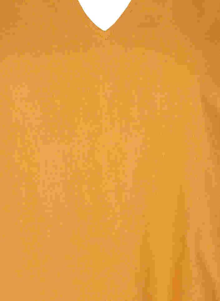 Kortermet kjole i bomullsmiks med lin, Honey Mustard, Packshot image number 2