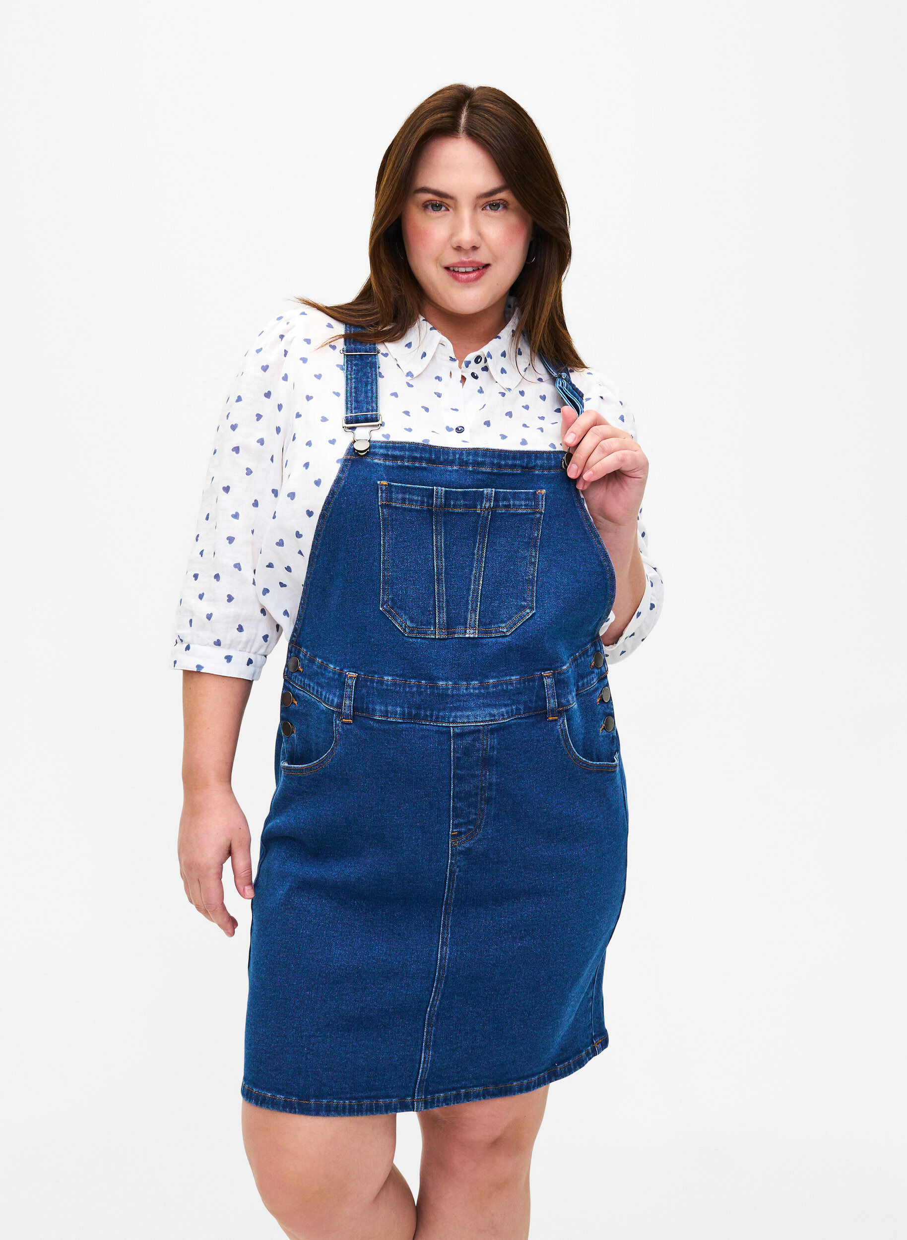 Denim Dungarees kjole, Bl&aring;, Model