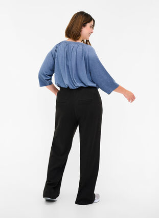 Vide bukser med vaffelmønster, Black, Model image number 1
