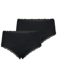 Truser med blondekant, 2 stk., Black/Black