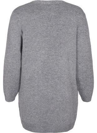 Zizzi Lang strikket cardigan med lommer, Grå, Packshot image number 1