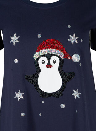 T-skjorte med julemotiv i bomull, Night Sky Pingvin, Packshot image number 2