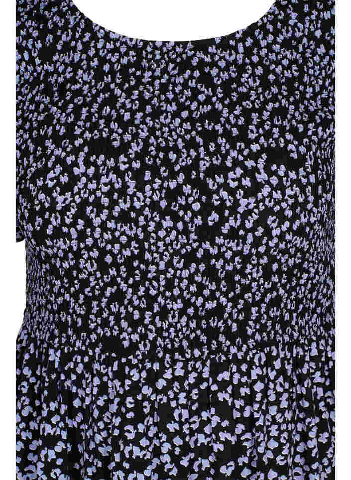 Mønstrete viskosekjole med smock, Blue Dot, Packshot image number 2