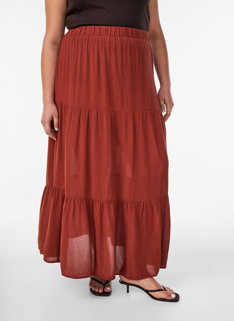 Langt skj&oslash;rt med elastisk midje, R&oslash;d, Model image number 2
