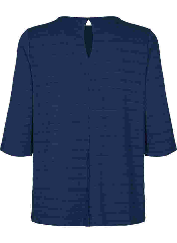 Bluse med 3/4-ermer og V-hals, Navy Blazer, Packshot image number 1