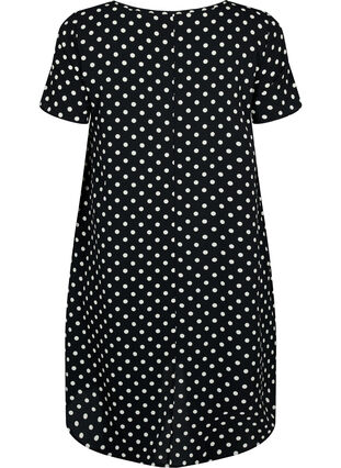Kjole med trykk og korte ermer, Black w. Dots, Packshot image number 1