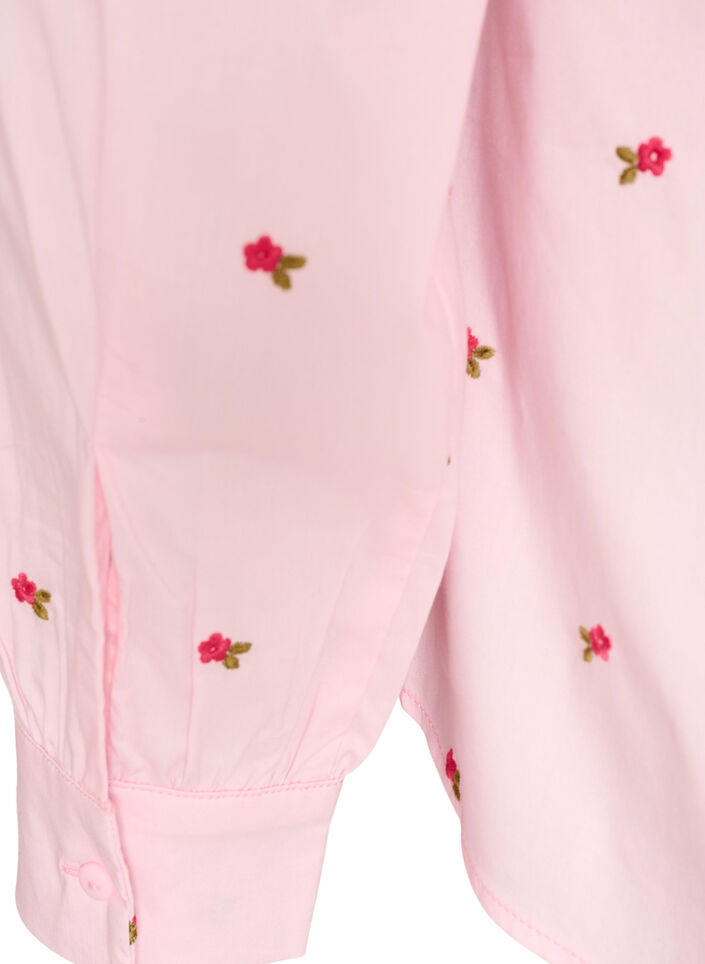 Skjorte med broderte blomster, Rosa, Packshot image number 3