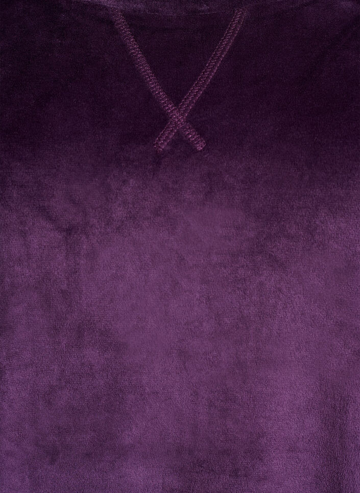 Velourbluse med raglanermer, Lilla, Packshot image number 2