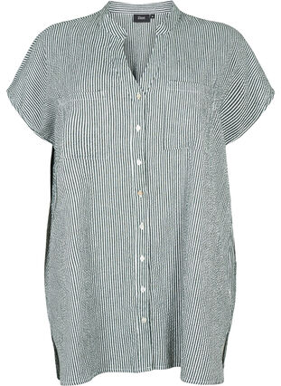 Kortermet bomullskjorte med striper, Scarab Stripe, Packshot image number 0