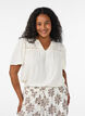 Bluse i viskose med broderie anglaise, Beige, Model image number 0