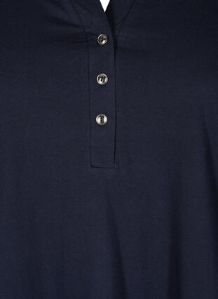 T-skjorte i bomull med V-hals og knapper, Night Sky, Packshot image number 2
