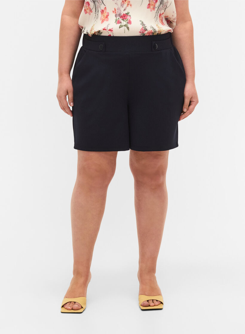 Shorts med lommer og l&oslash;s passform, Bl&aring;, Model image number 4
