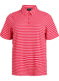Kortermet poloskjorte med striper, Pink Stripe