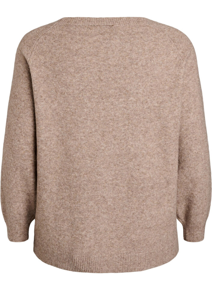 Strikkebluse med rhinesteiner og nagler, Beige, Packshot image number 1