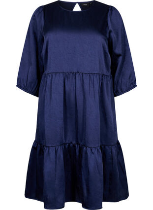 Kjole med ryggdetaljer og 3/4-ermer, Maritime Blue, Packshot image number 0
