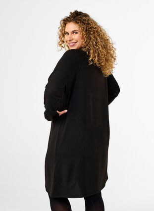 Zizzi Jerseykjole med knapper, Black, Model image number 1