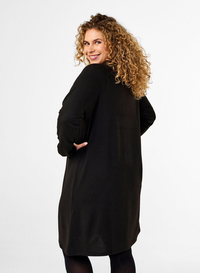 Jerseykjole med knapper, Black, Model image number 1