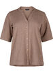 Strukturert bluse med V-hals, Walnut, Packshot image number 0